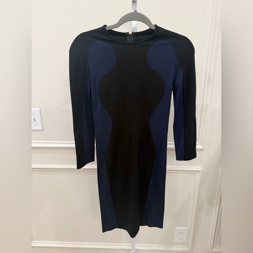 Stella McCartney Black Navy Colorblock Long Sleeve Bodycon Dress EU 38